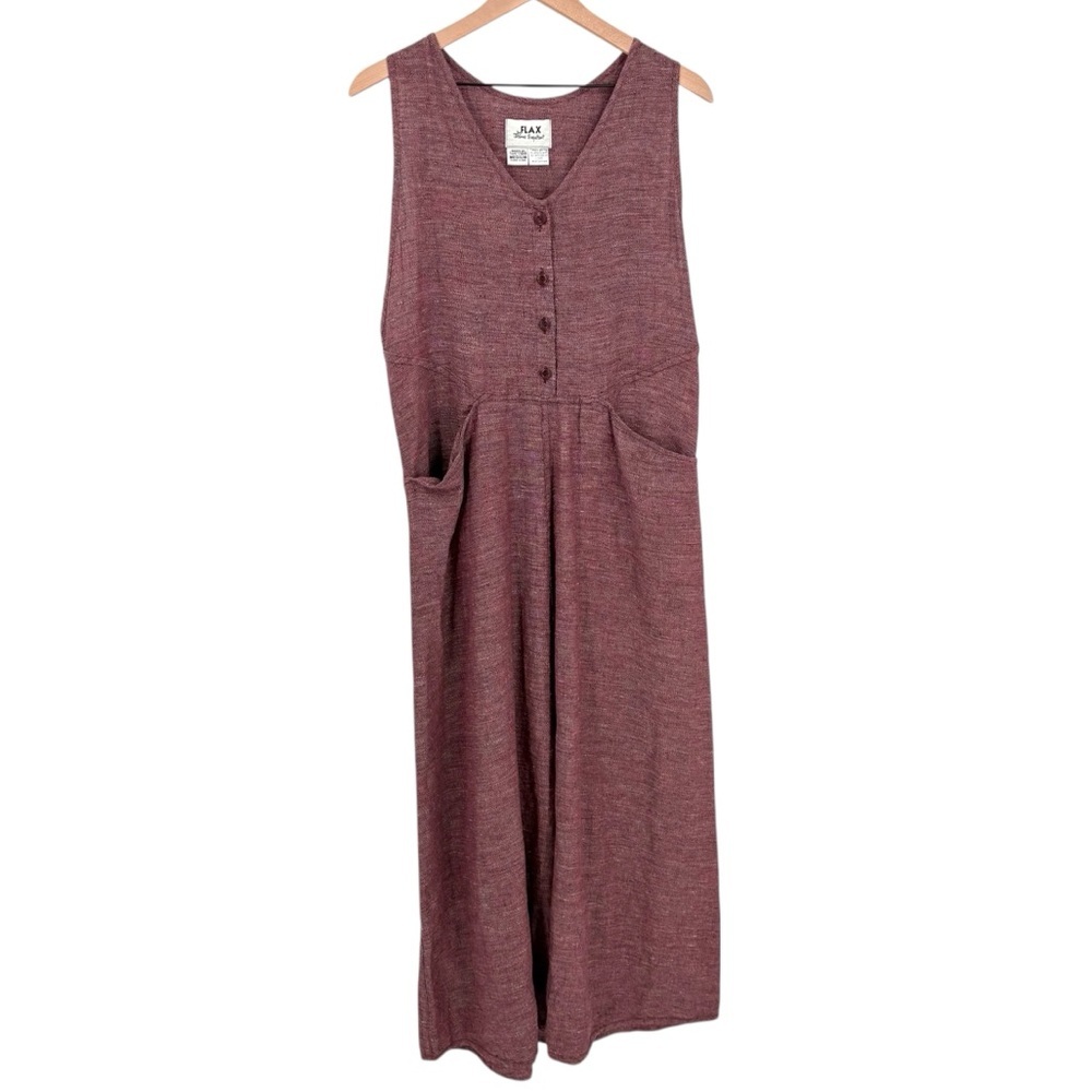 Flax Linen‎ Sleeveless Maxi Dress Lagenlook Bohemian Purple Medium